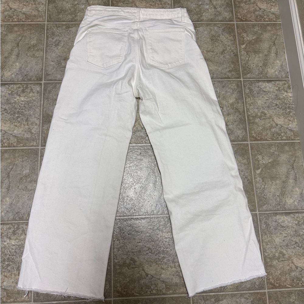 Zara White Wide Leg Flare Jeans